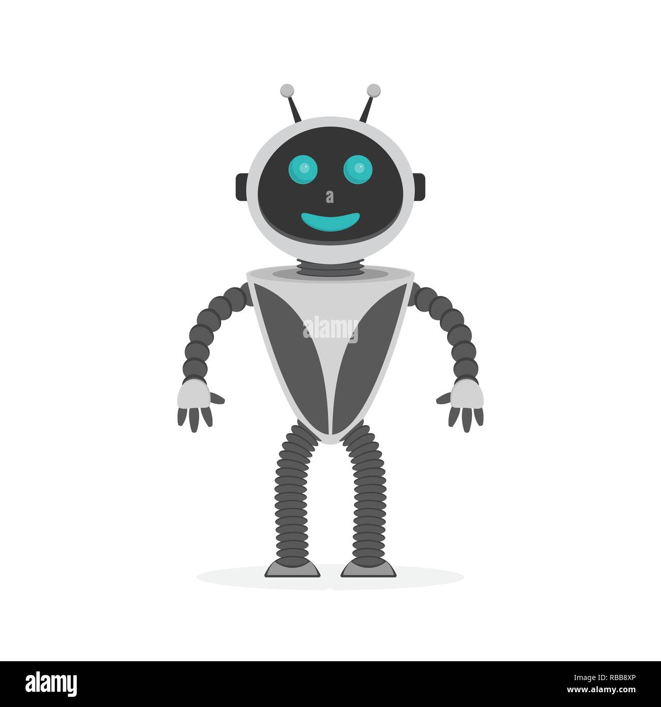 Happy Roboter im flachen Stil. Vector Illustration. Roboter Symbol isoliert Stock Vektor