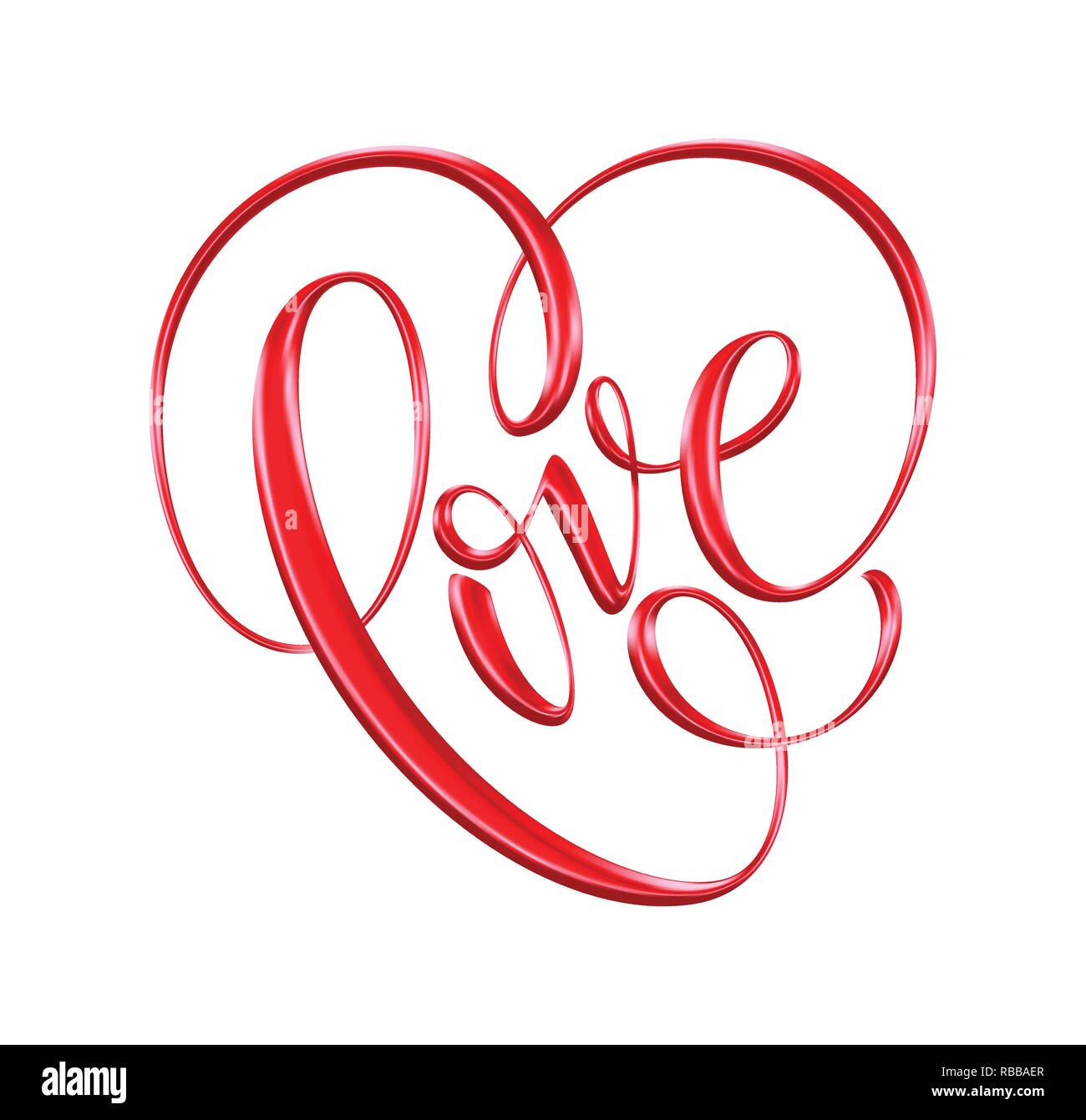 Liebe rote Hand gezeichnet Pinsel Kalligraphie. Vector Illustration Stock Vektor