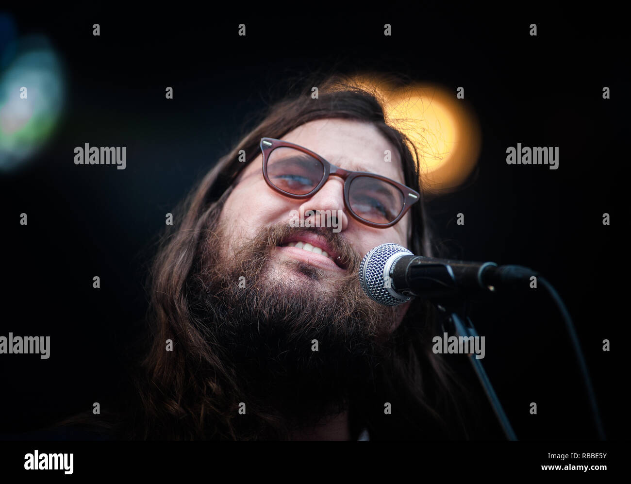 Der amerikanische Sänger, Songwriter und Musiker Matthew E. Weiß führt ein Live Konzert bei den Danish Music festival Northside 2015 in Aarhus. Dänemark, 14.06 2015. Mit Ausnahme von Dänemark. Stockfoto