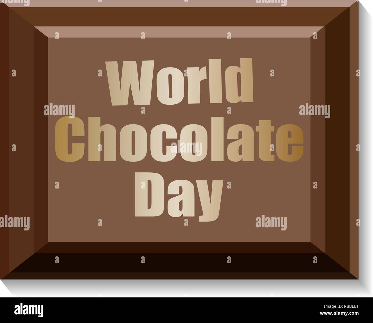 World Chocolate Tag. Ein Stück dunkle Schokolade mit einem Begrüßungstext. Vector Illustration Stock Vektor