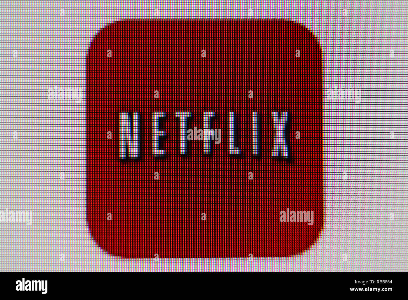 Netflix Logo am Bildschirm, close-up Stockfoto