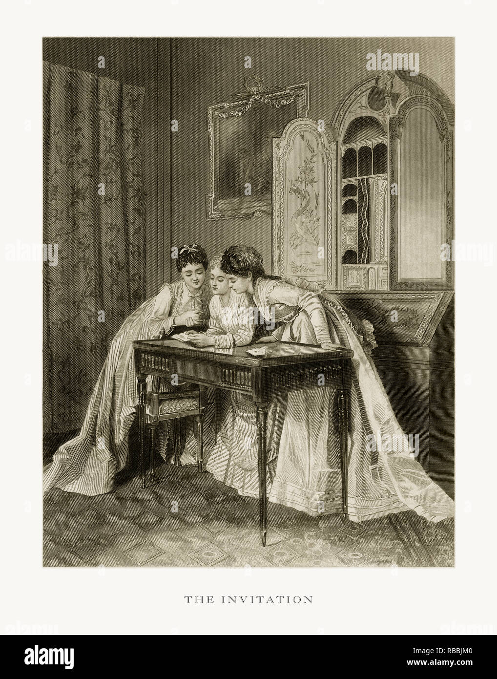 Die Einladung viktorianischen Gravur, 1879 Stockfoto