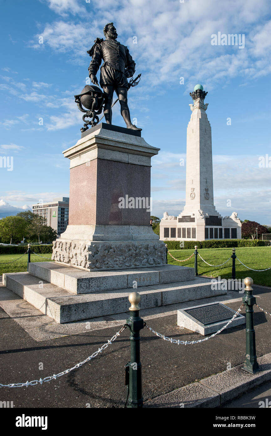 Sir Francis Drake Statue, Plymouth Hoe Stockfotografie Alamy
