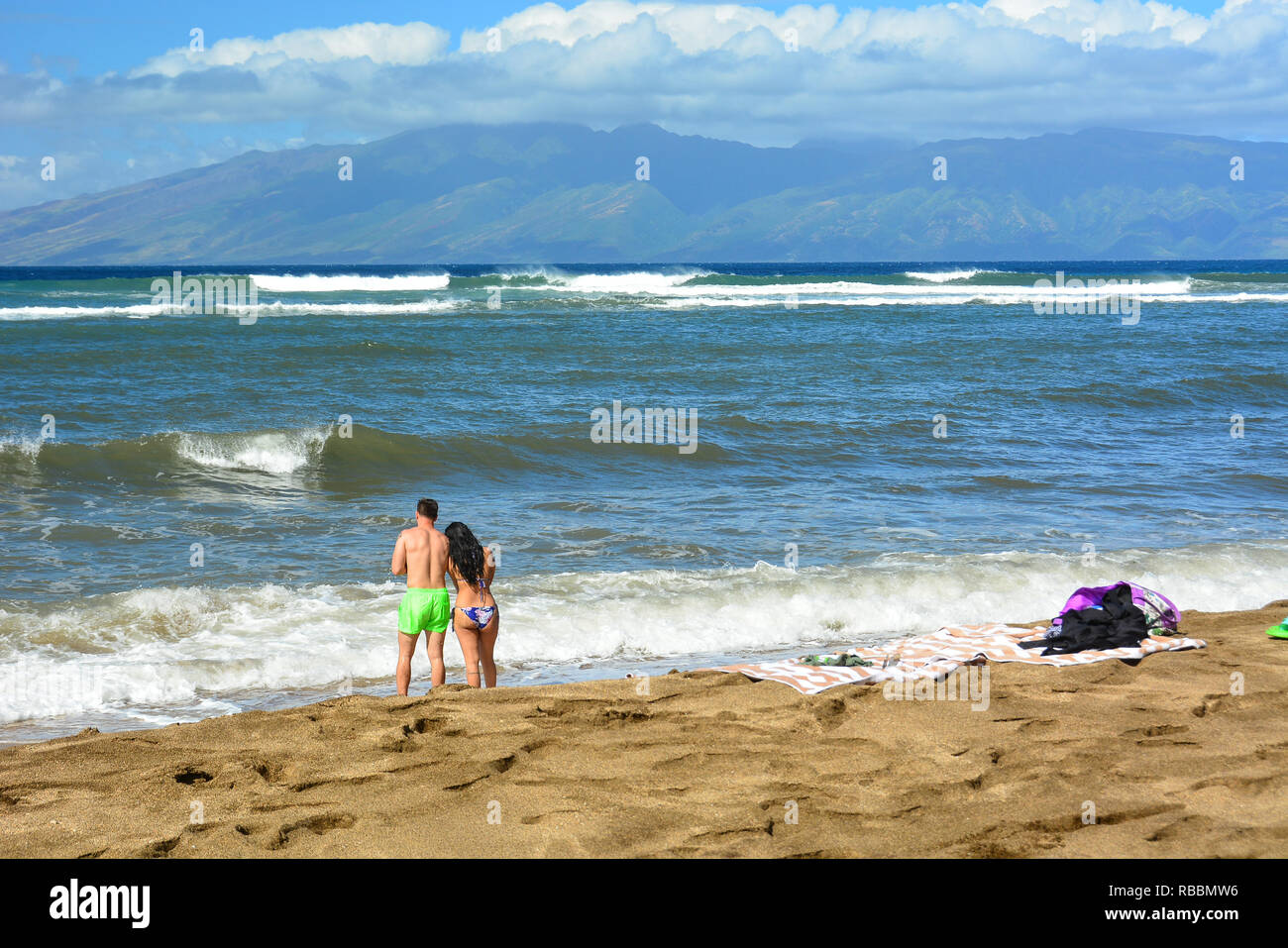 Romantische Flitterwochen am Kahana Beach auf Maui, Hawaii Stockfoto