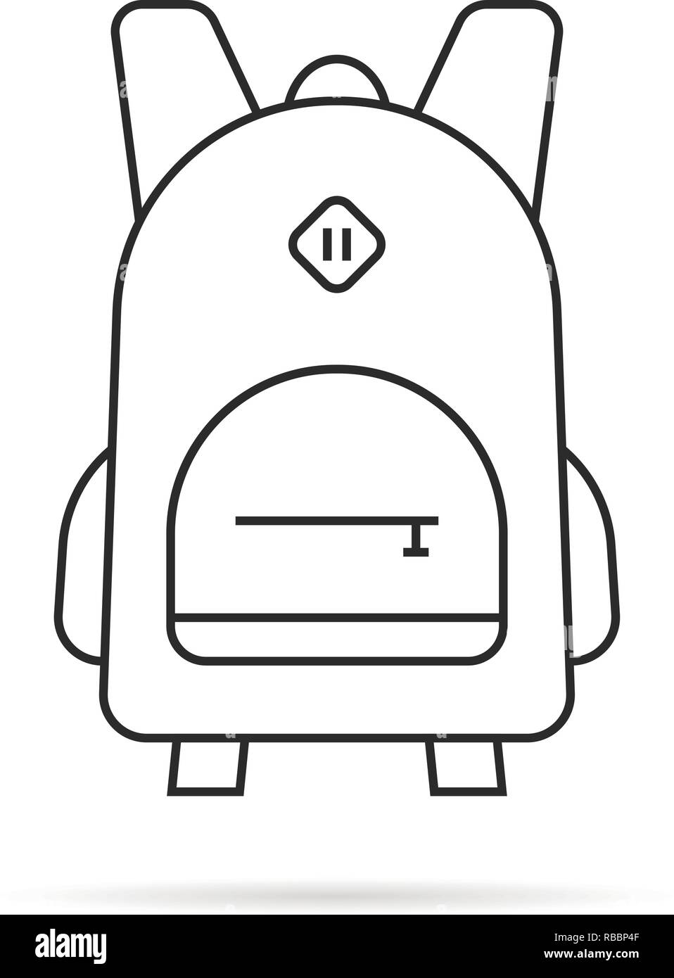 Einfache schwarze dünne Linie Rucksack Symbol Stock Vektor