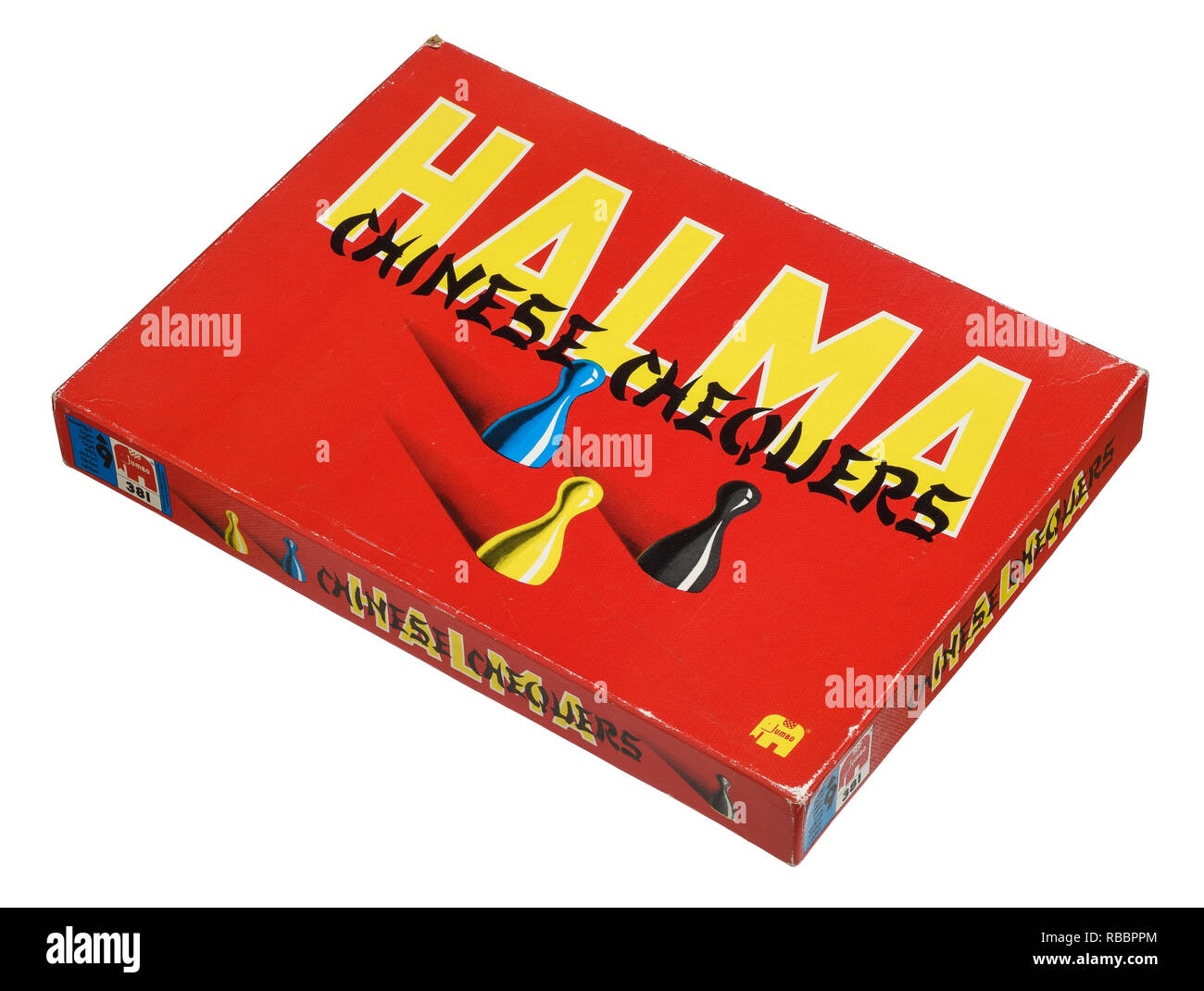 Ein vintage Box für die Spiele von Halma und Chinesische Chequers Stockfoto