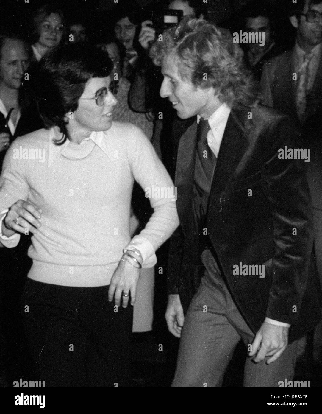 Billie Jean King und Vitas Gerulaitis bei Studio 54 197 Foto von John Barrett/PHOTOlink Stockfoto