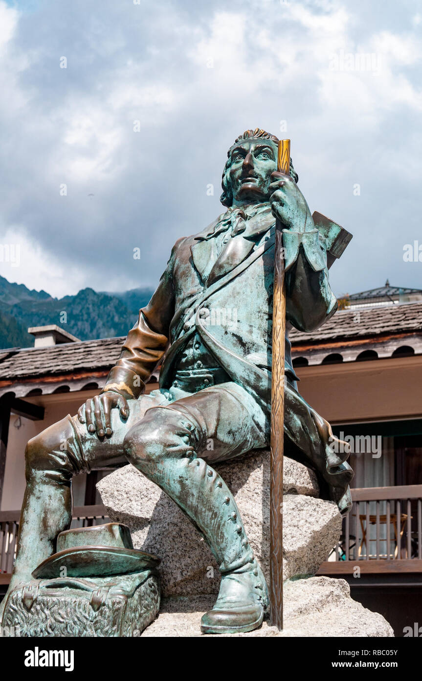 Michel Gabriel Paccard war ein Savoyer Arzt und Alpinist, Bürger des Königreichs Sardinien. Stockfoto