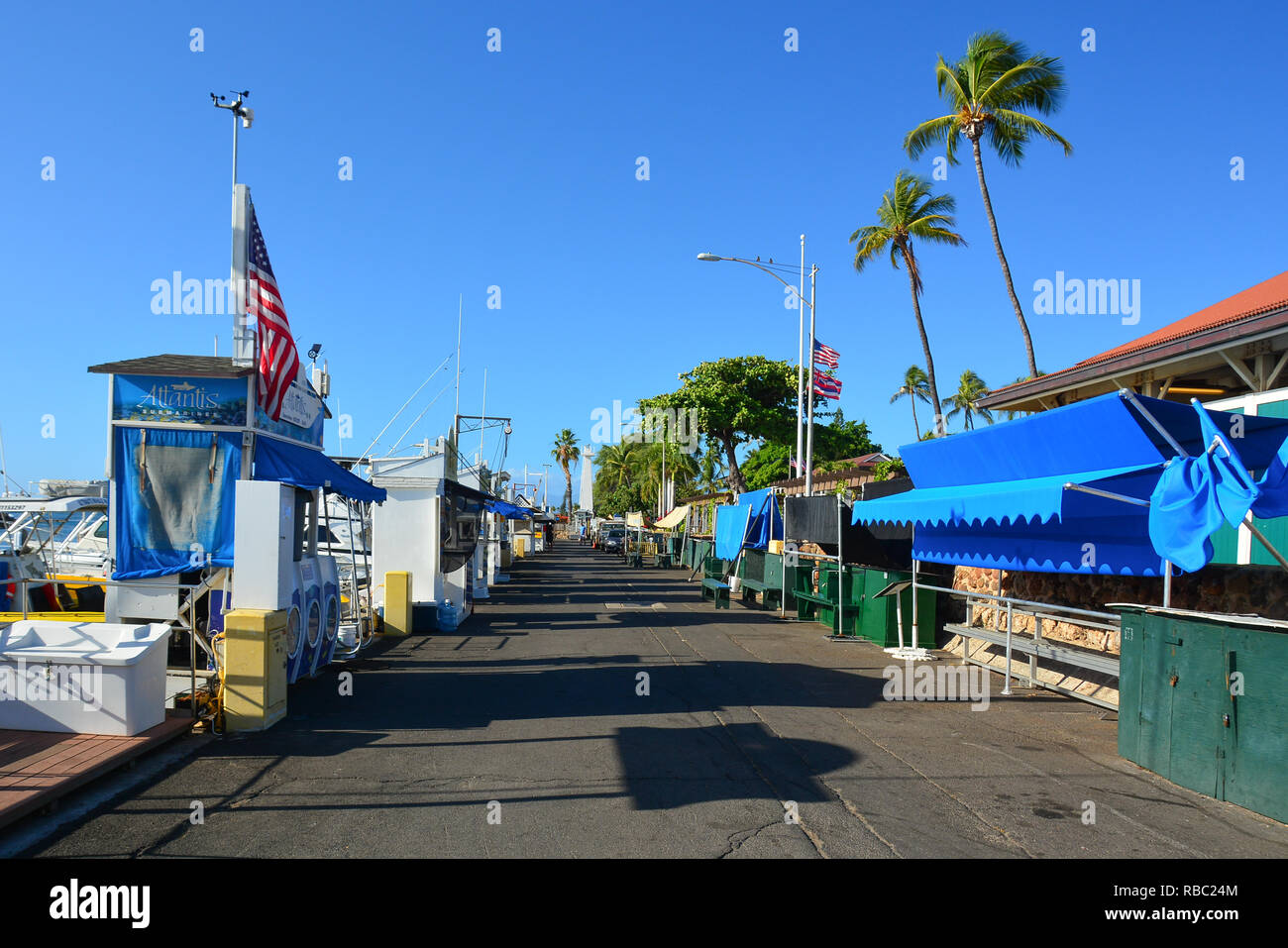 Historische Lahaina, Maui, der ersten Hauptstadt der hawaiischen Inseln und ehemalige Walfängerstadt. Stockfoto