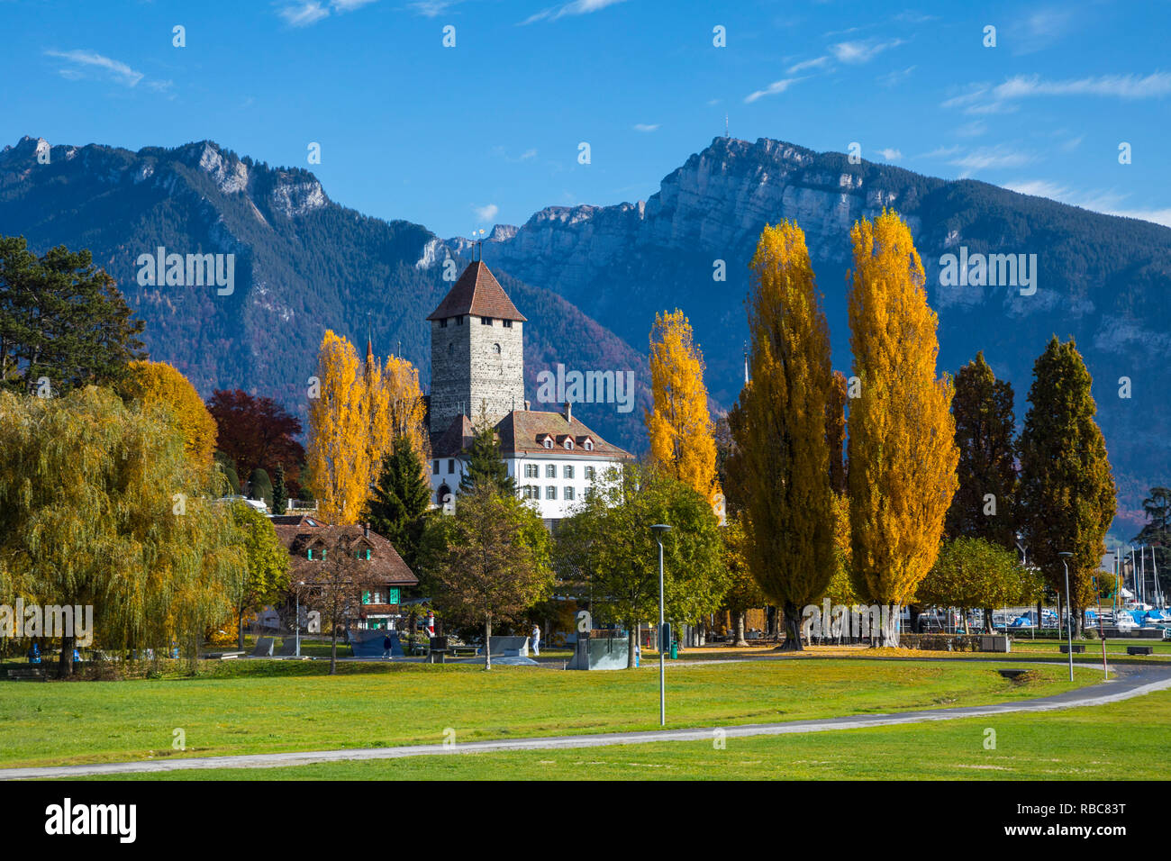 Speiz, Thunersee, Berner Oberland, Schweiz Stockfoto