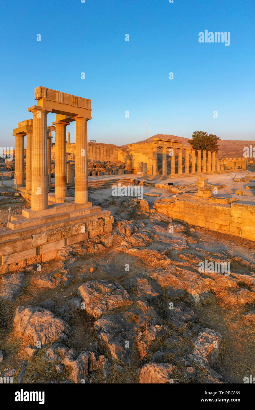 Griechenland, Rhodos, Lindos Akropolis Stockfoto