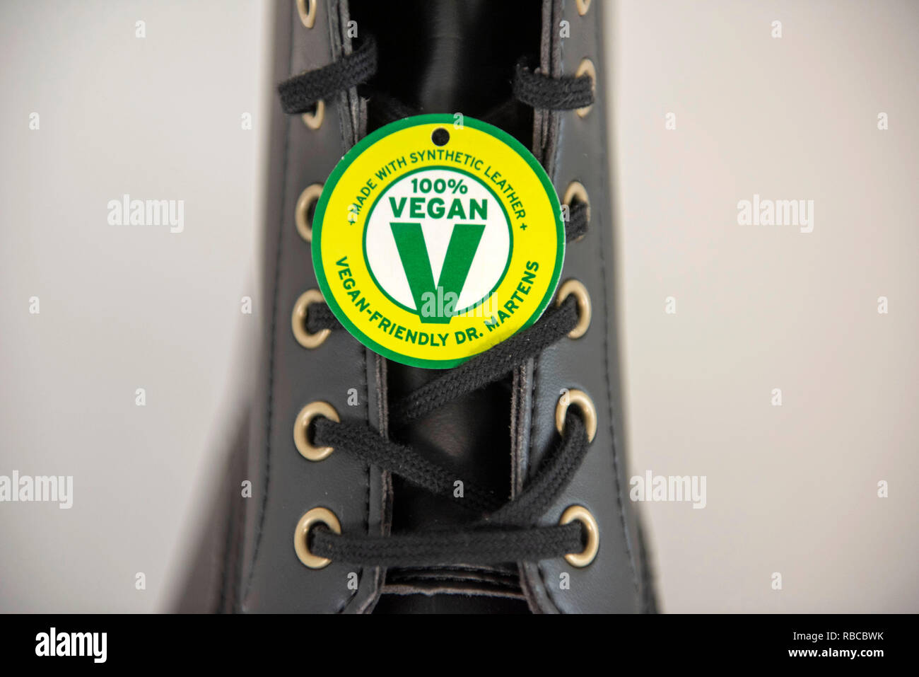 Vegan freundlich Dr Martens Stiefel. Stockfoto