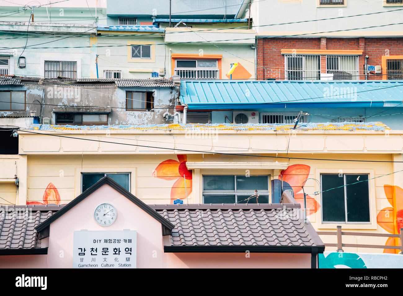 Busan, Korea - 23. September 2018: Gamcheon Culture Village Stockfoto