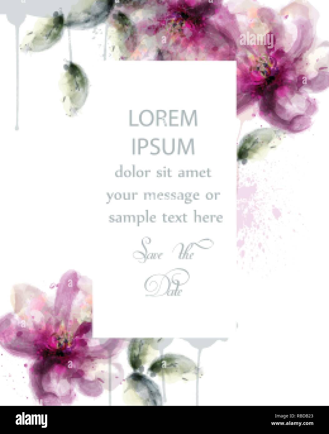 Rosa Lilie Blumen Karte Aquarell Vektor Mit Zarten Blumenmustern Bluhende Einrichtung Einladungskarte Hochzeit Postkarte Frauen Tag Gruss Flow Colorf Stock Vektorgrafik Alamy