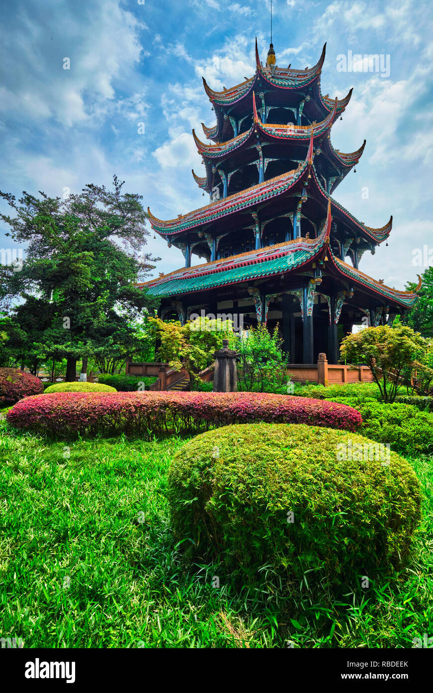 Wangjianglou wangjiang Pavillon im Park. Chengdu, Sichuan, China Stockfoto