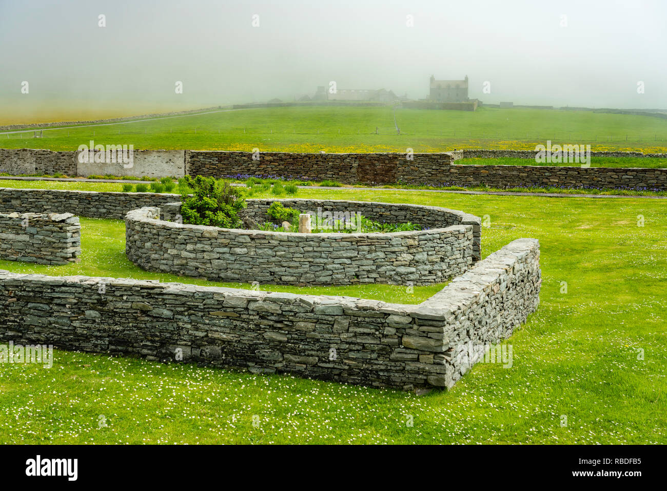 Jarlshof prähistorischen und nordischen Siedlung archäologischen Stätte in der Shetlandinseln, Schottland, Großbritannien, Europa. Stockfoto