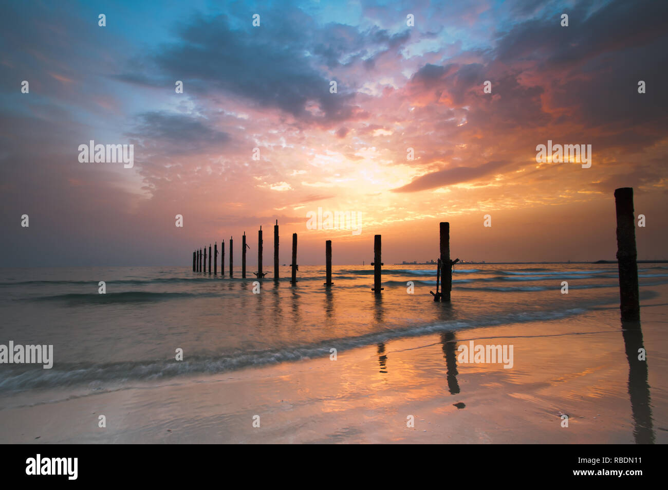 Sunrise große Morgen Fahaheel Strand Kuwait Stockfoto
