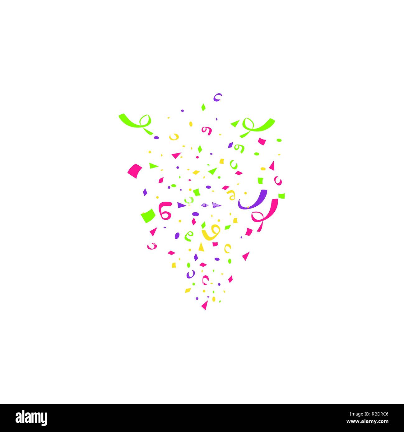 Bunte Konfetti Burst auf weißem Hintergrund. Festliche Vorlage. Vector Illustration fallender Teilchen für den gebotenen Design Stock Vektor