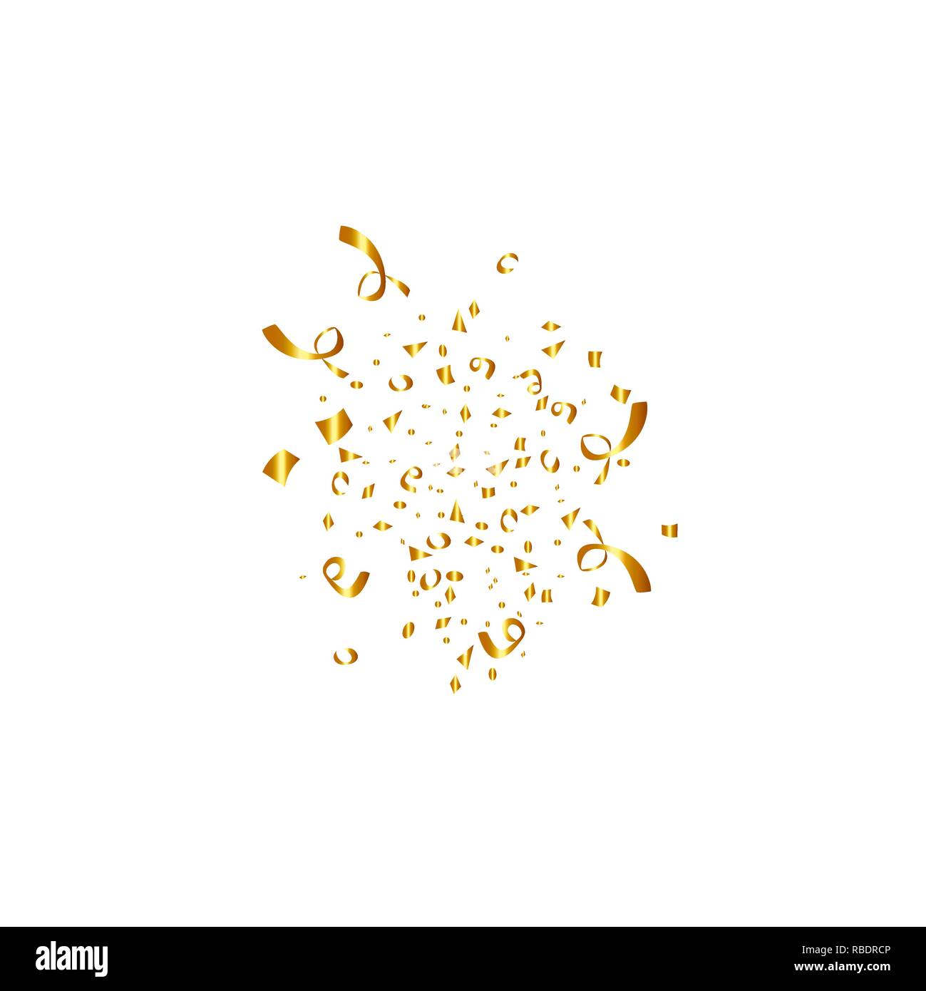 Konfetti isoliert auf weißem Hintergrund. Goldene Bänder. Festliche Vector Illustration Stock Vektor