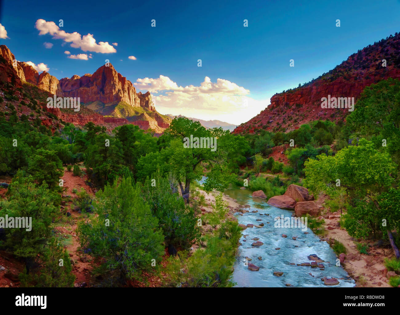 Einen malerischen Blick auf Zions Nationalpark. Stockfoto