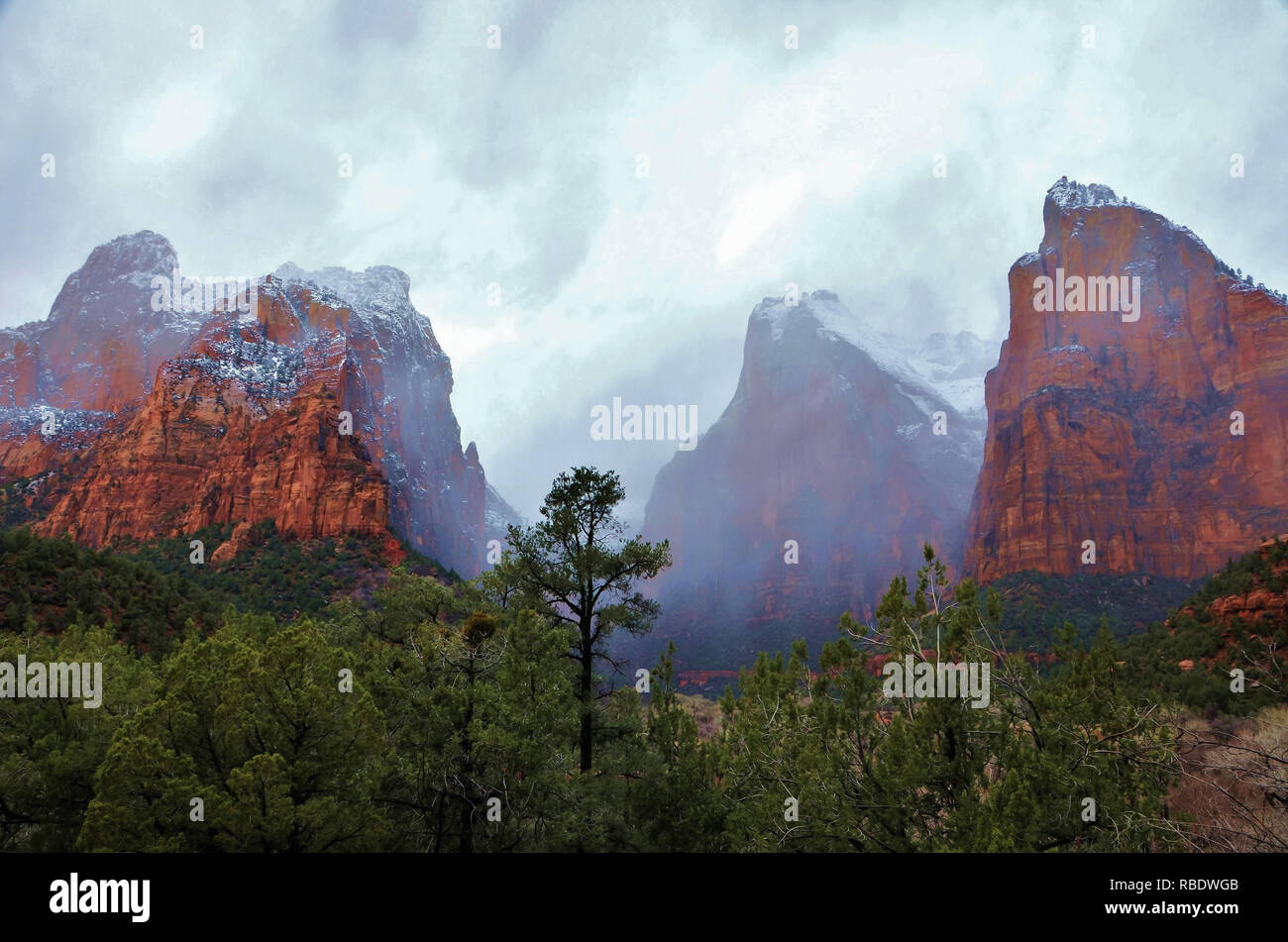 Einen malerischen Blick auf Zions Nationalpark. Stockfoto