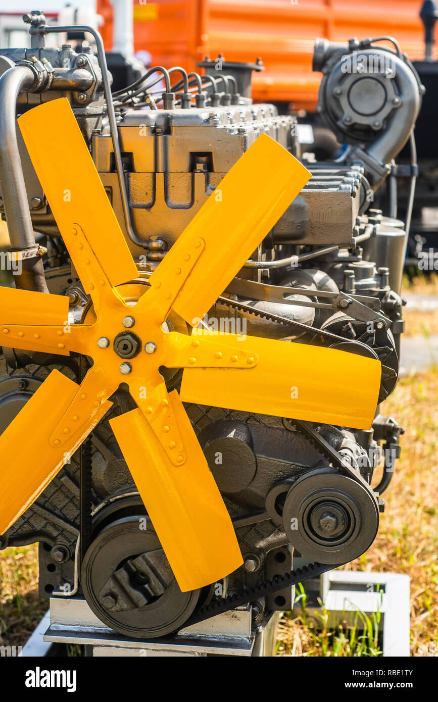Metall Pumpe, Motor, Teile für landwirtschaftliche Maschinen. Stockfoto