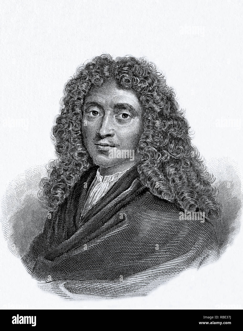 Molière, Jean-Baptiste Poquelin (1622-1673) berühmte französische Dramatiker, Schauspieler und Dichter. Französische Kultur, Französische Literatur. Gravur Stockfoto