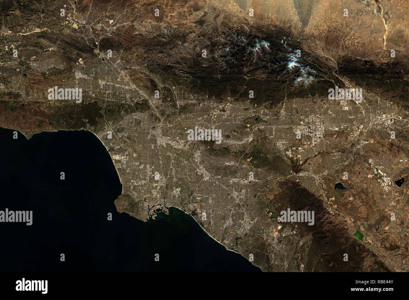 Hochauflösende Satelliten Bild von Los Angeles in Kalifornien/USA - enthält geänderte Copernicus Sentinel Data [2018] Stockfoto
