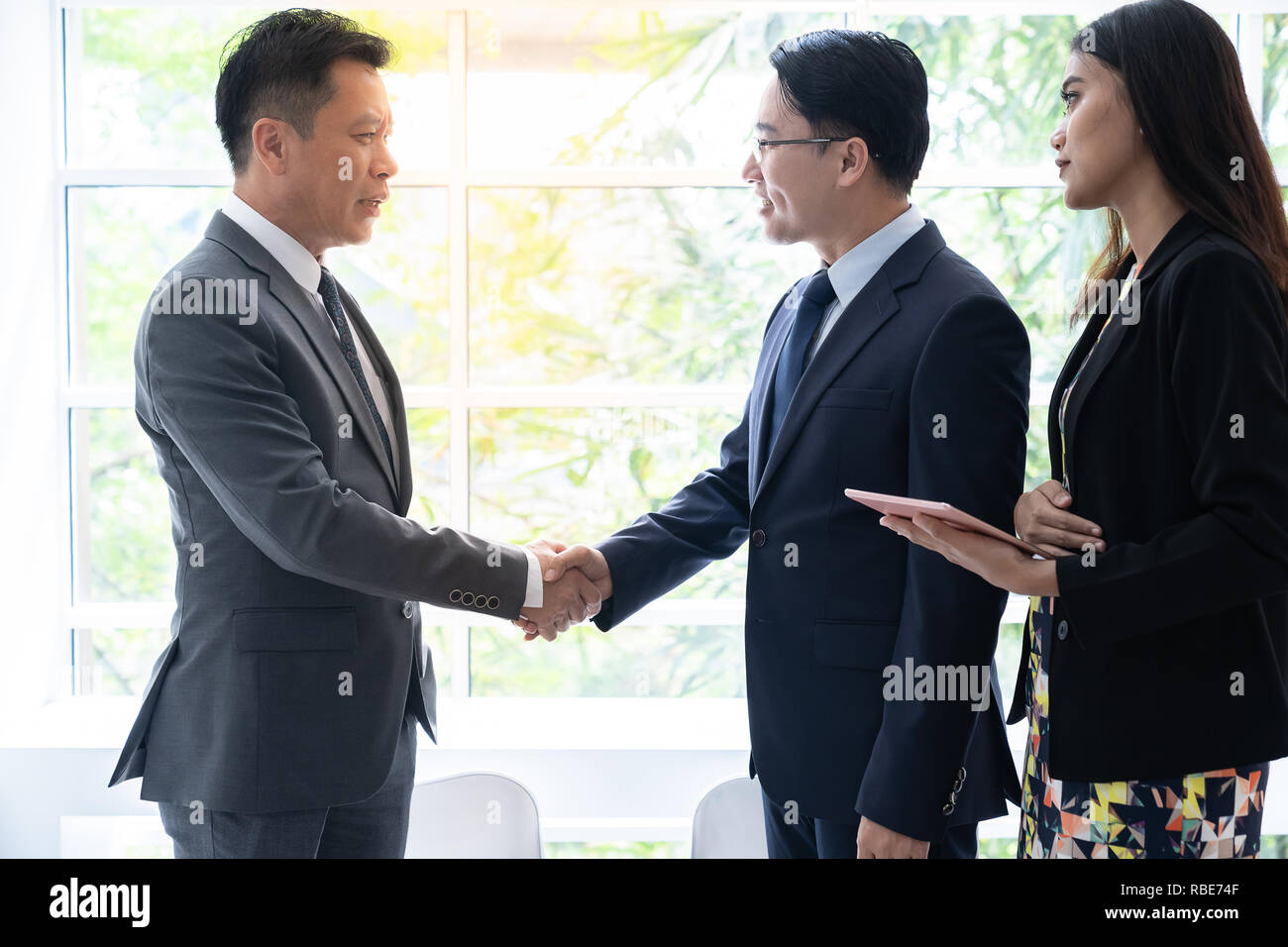 Handshake für Geschäft Business Fusionen und Übernahmen Stockfoto