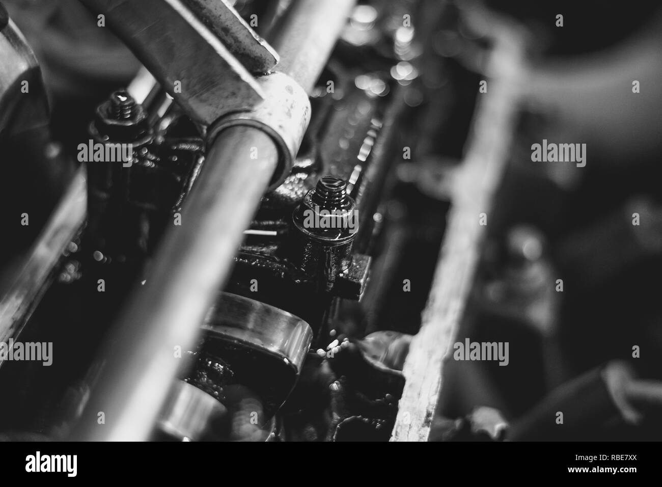 Motor Ventil Autopflege. Stockfoto