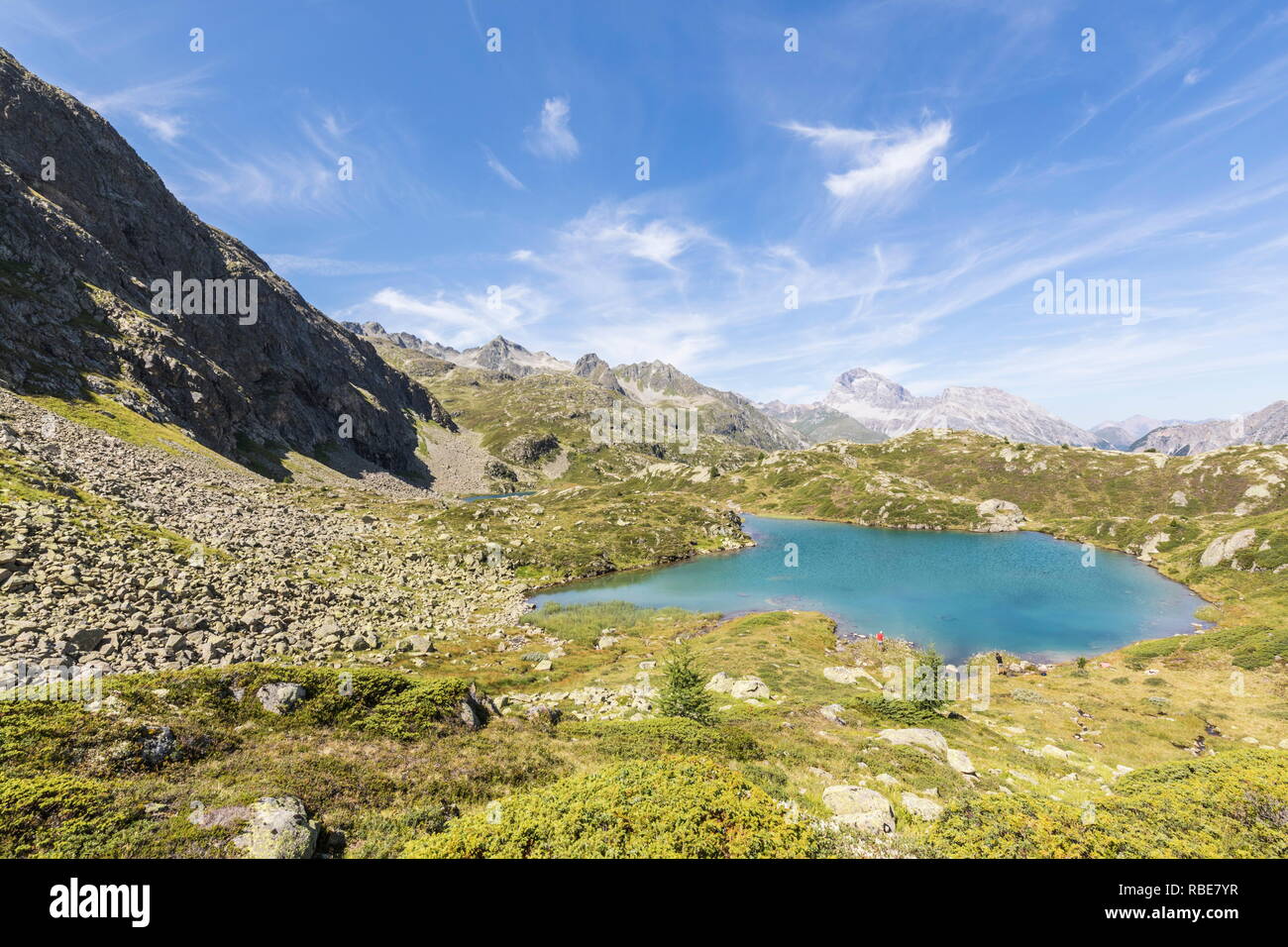 Türkisfarbenen See, Crap Alv Lejets, Albula, Kanton Graubünden, Schweiz Stockfoto