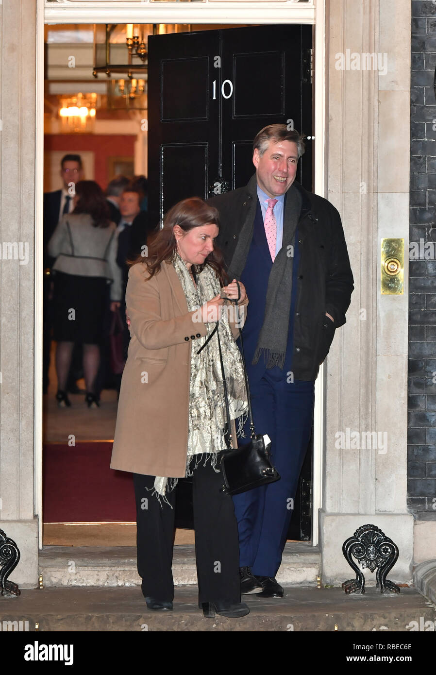 Sir Graham Brady verlassen Downing Street, Central London, nach der Teilnahme an einer Rezeption. Stockfoto