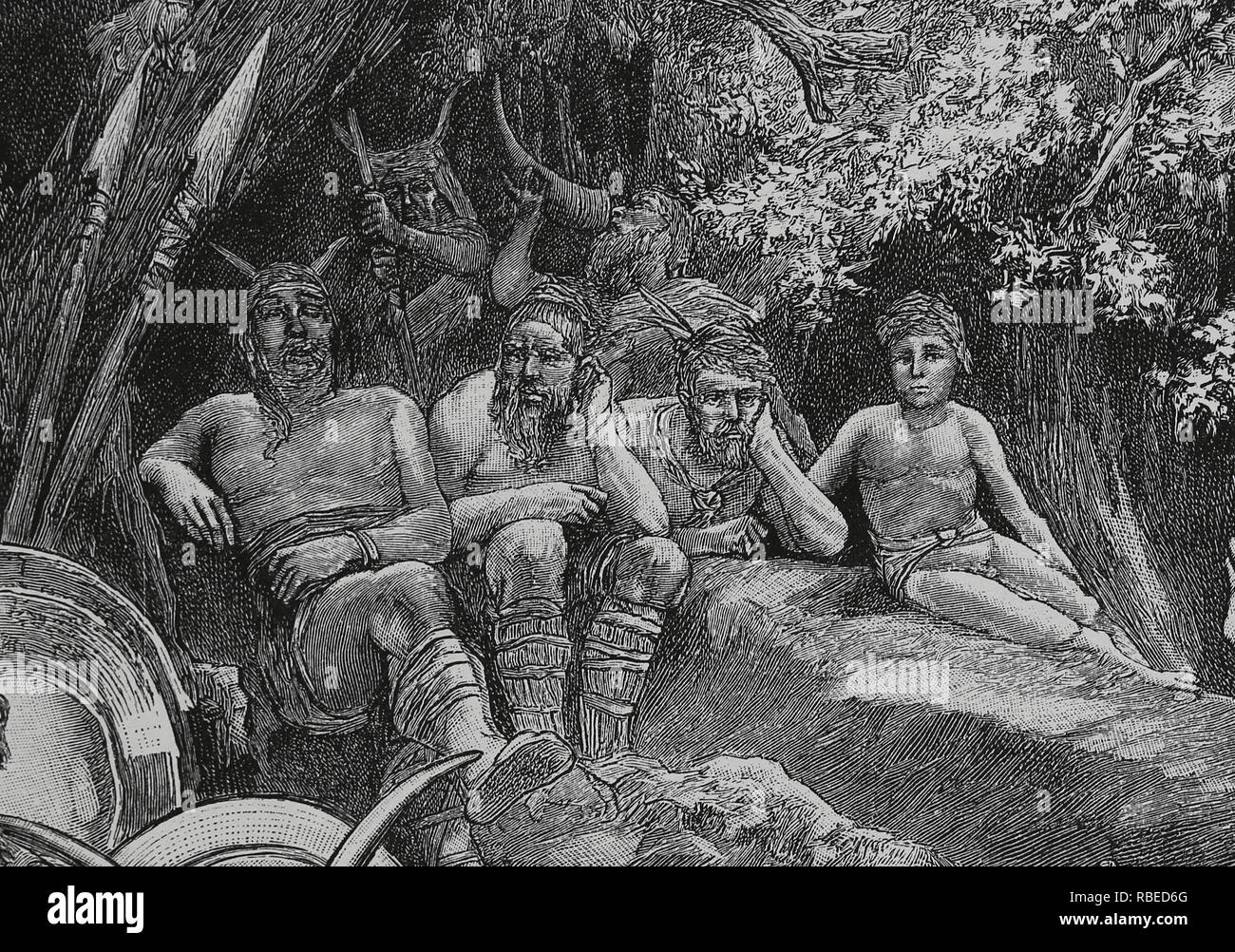 Fränkischen Stämme. 6. Jahrhundert. Europa. Gravur, 1882. Stockfoto