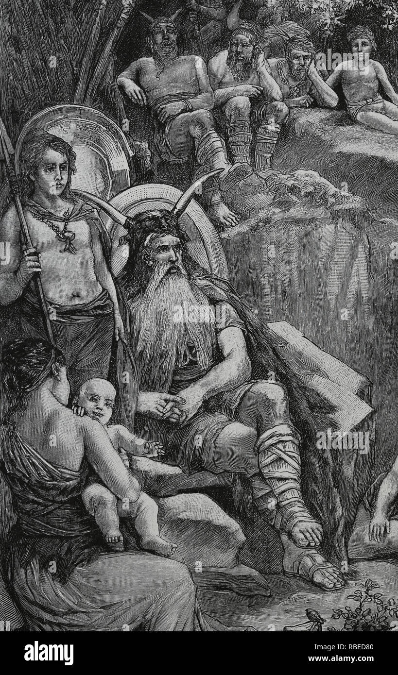 Clovis I (C. 466-511 oder 513). Erste König der Franken. Gravur, 1882. Germania. Stockfoto