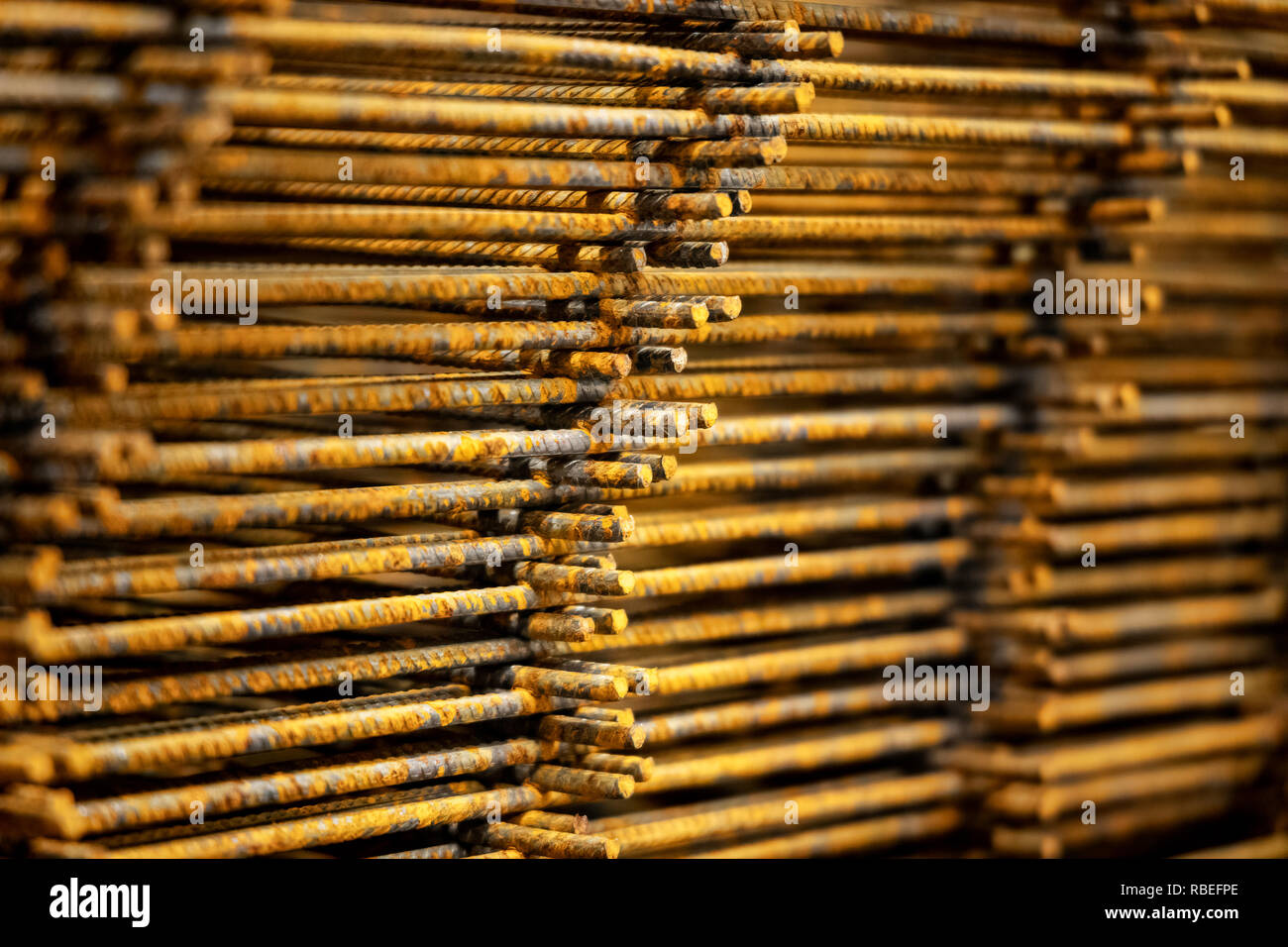 Baumaterialien - Baustoff - rusty Armierungsgeflecht Stockfoto