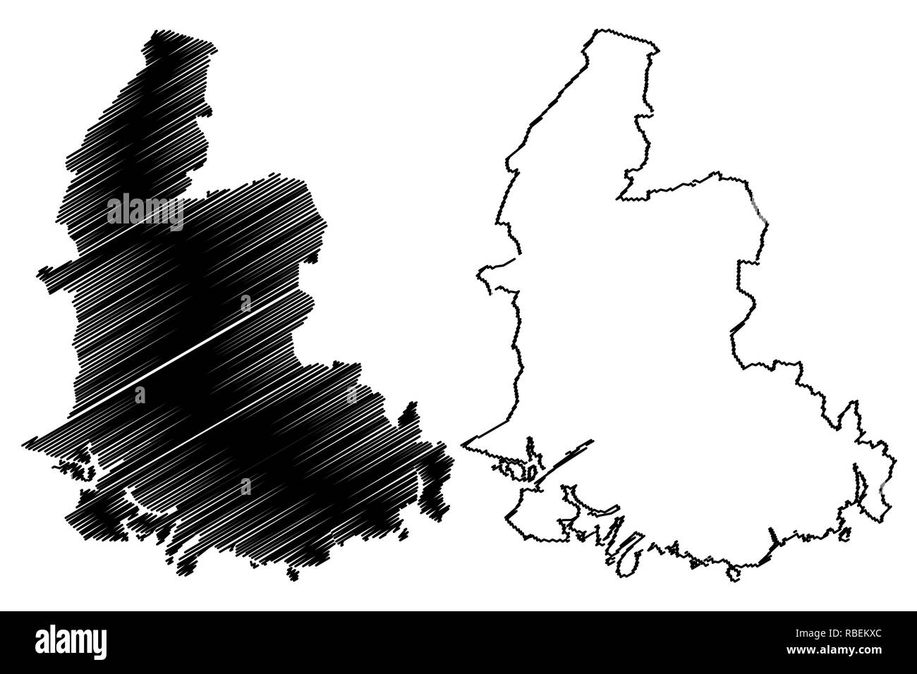 Vest-Agder (administrative divisions von Norwegen, Königreich Norwegen) Karte Vektor-illustration, kritzeln Skizze Nord-norwegen Karte Stock Vektor