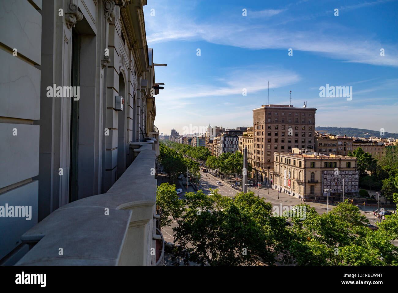 Landschaft Blick auf Barcelona vom Balkon der Casa Gracia Hotel, Barcelona, Katalonien, Spanien Stockfoto