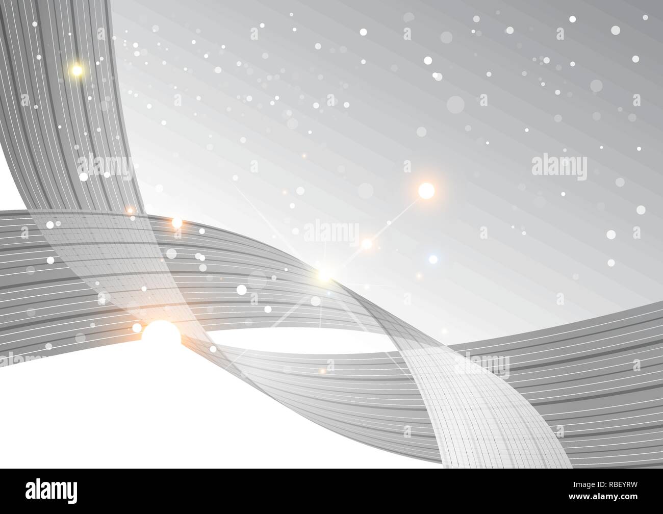 Abstrakte Welle monochromen Hintergrund mit Lichtblitze, gestreiften Design Elemente, silber Vorlage Stock Vektor