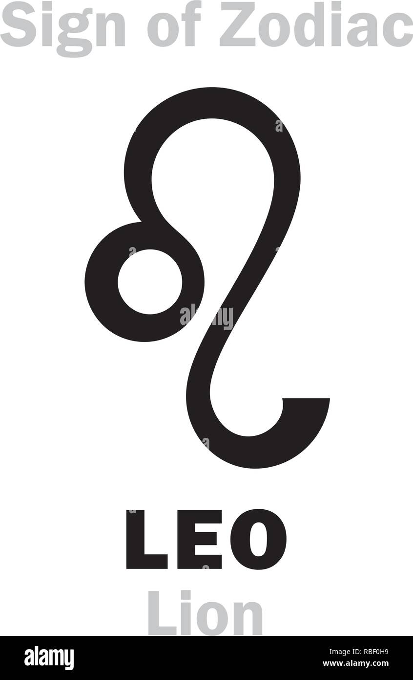 Astrologie-Alphabet: Zeichen des Tierkreises LEO (Löwe). Hieroglyphen Charakter Zeichen (einzelnes Symbol). Stock Vektor