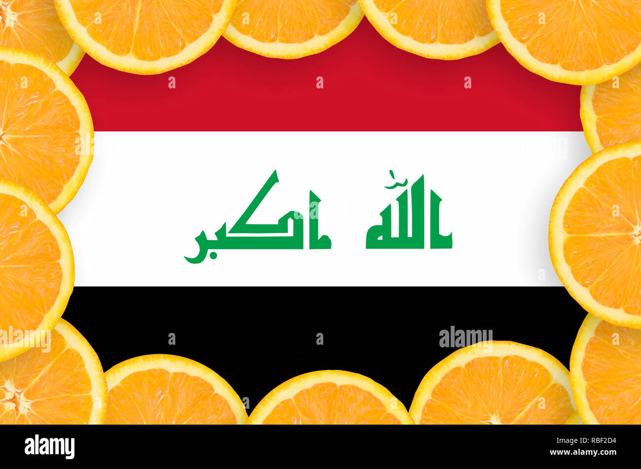 Der Irak-Flagge, Die Auf Dem Schönen Orange Sonnenuntergang Mit