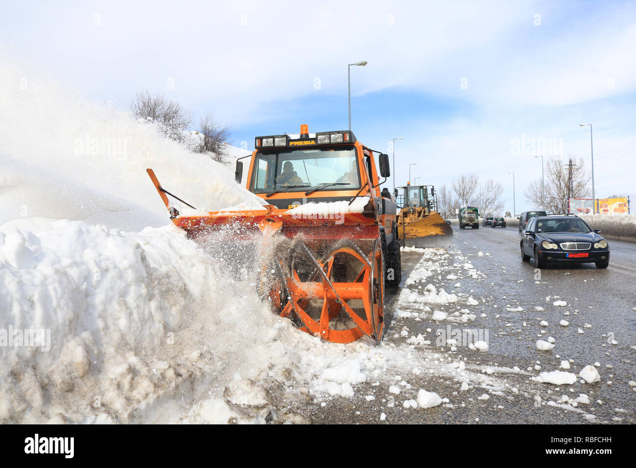 Beirut, Libanon. 10 Jan, 2019. Die Bergregionen und Dörfern östlich von Beirut haben mit frischem Schnee aufgrund der jüngsten Unwetter vom Sturm Norma Credit betroffen: Amer ghazzal/Alamy leben Nachrichten Stockfoto