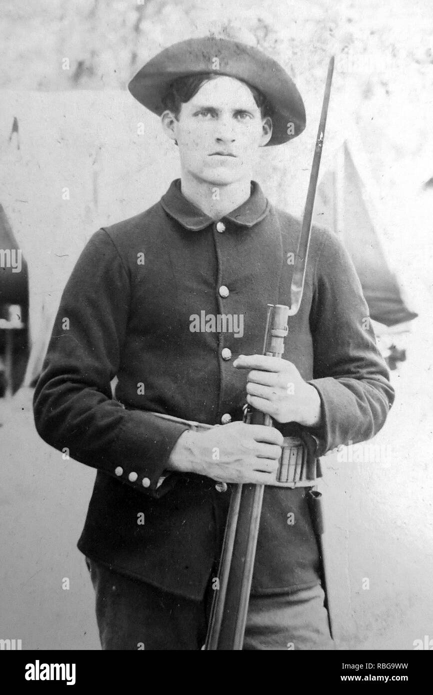 US-Soldat späten 1800s indische Spanisch amerikanischen Kriegen Stockfoto