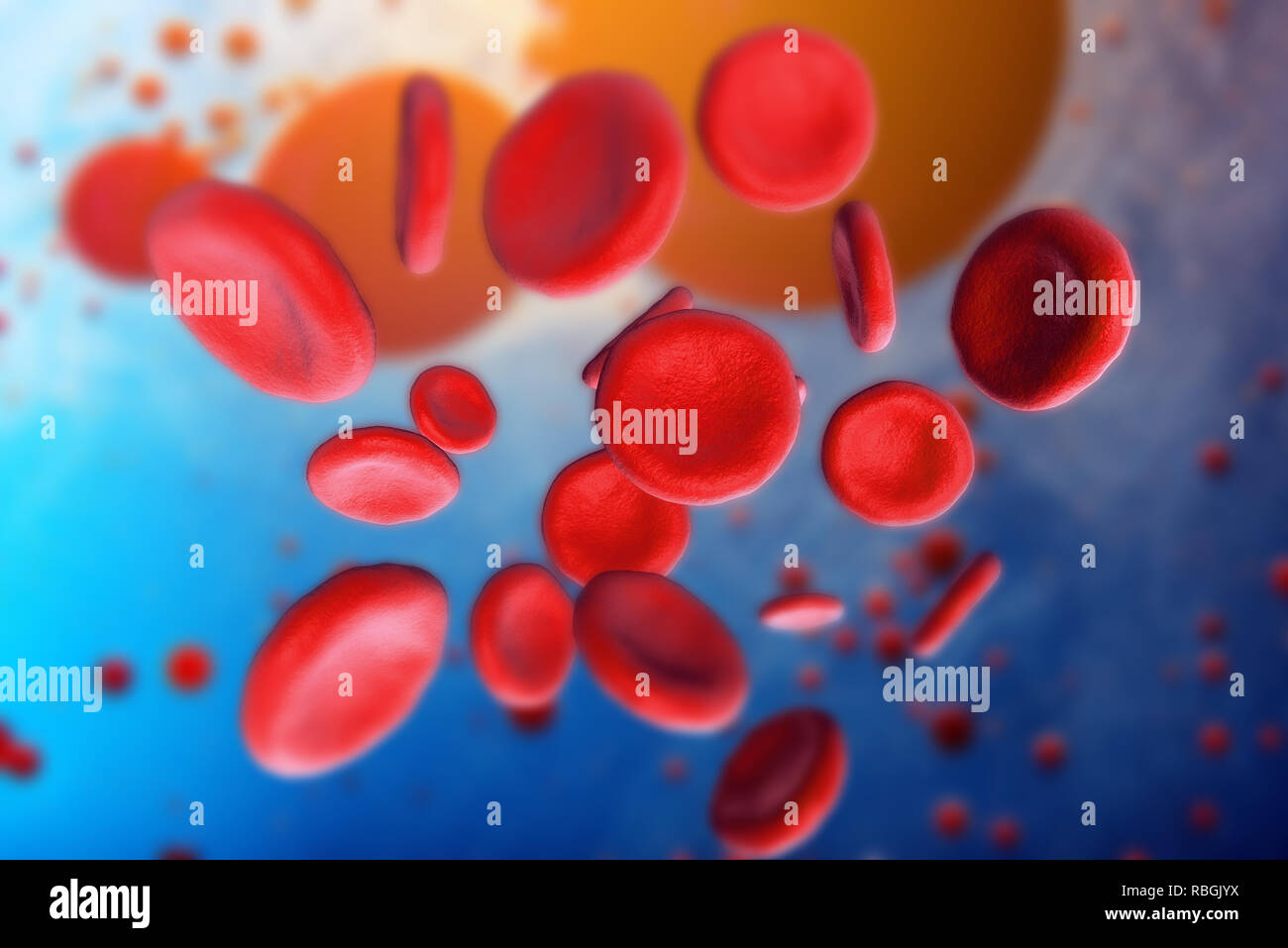 3d-Abbildung der roten Blutkörperchen Erythrozyten close-up unter dem  Mikroskop. Hintergrund für wissenschaftliche medizinische Konzept  Stockfotografie - Alamy