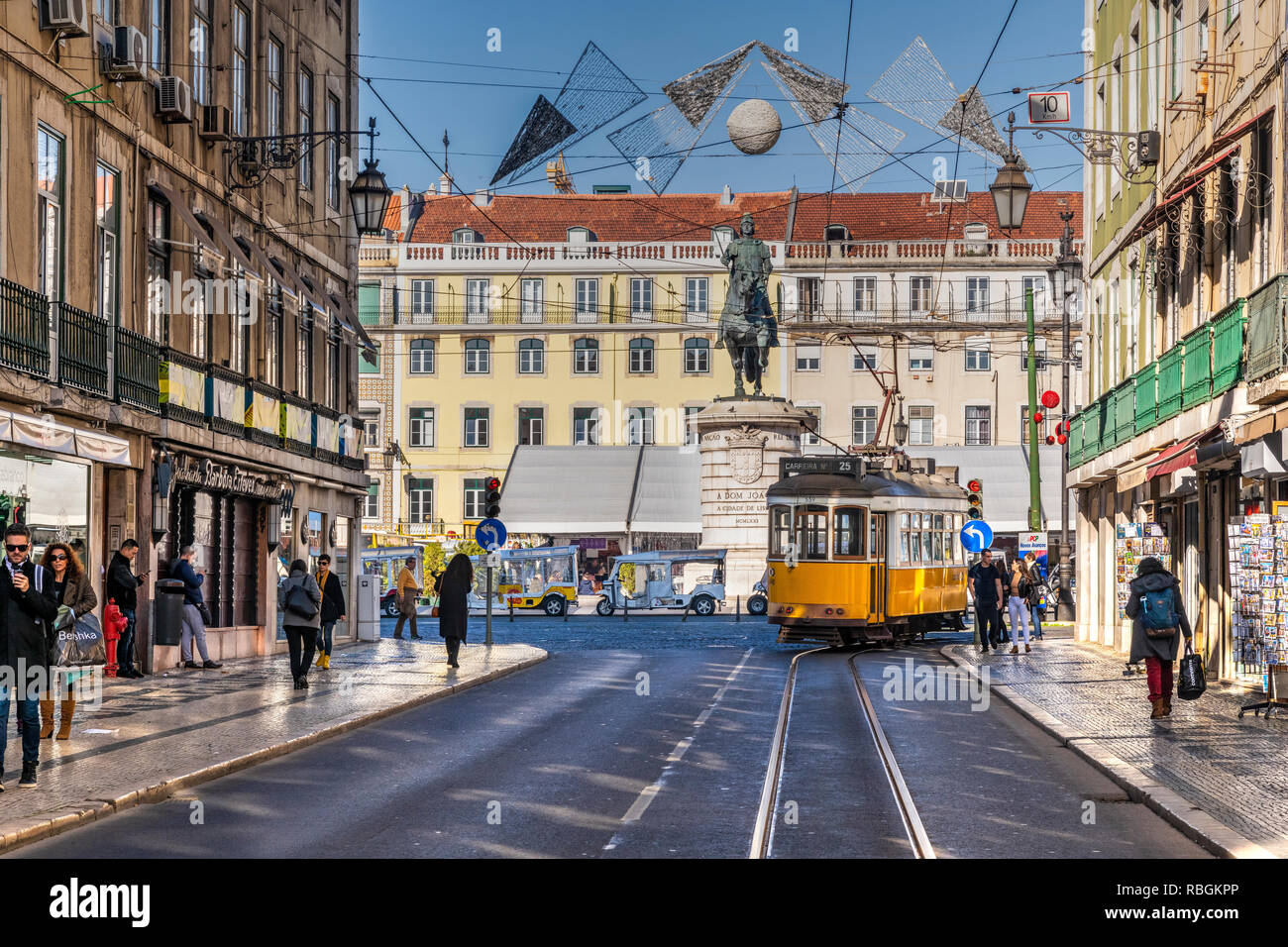 Praca da Figueira Platz, Lissabon, Portugal Stockfoto