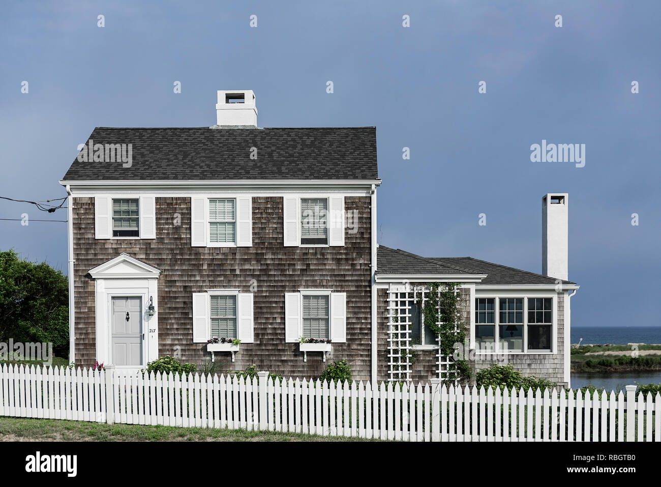 Charming Beach House, Corporation Strand, Dennis, Cape Cod, Massachusetts, USA. Stockfoto