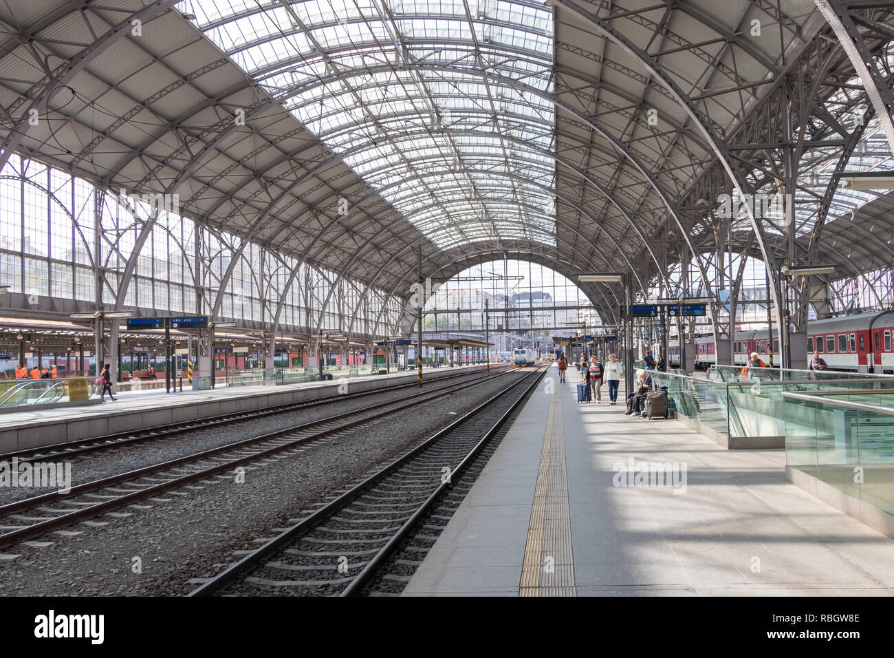 Prag, Tschechische Republik - 26. August 2018: Prag Hauptbahnhof, Tschechische Republik Stockfoto