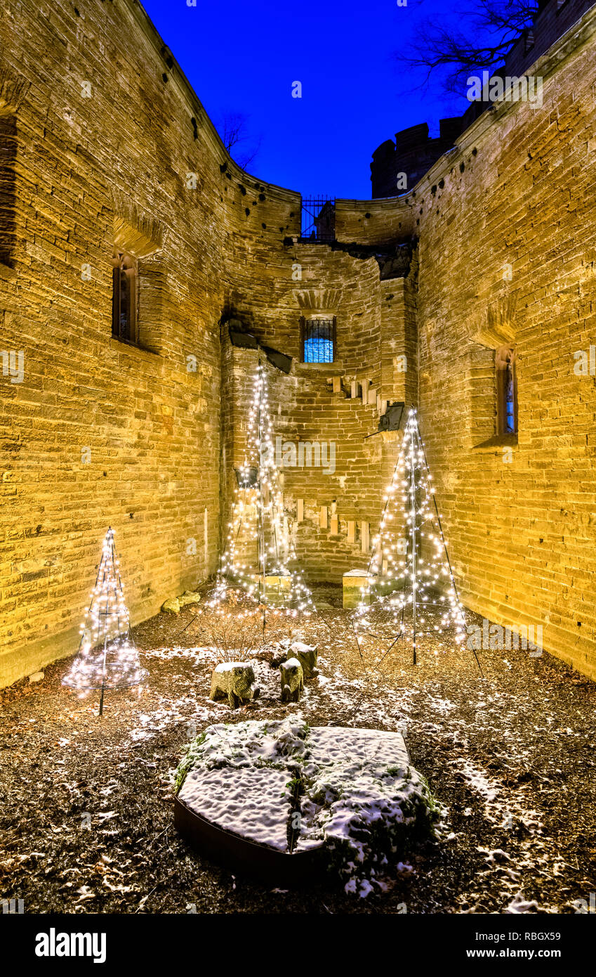 Weihnachtsbäume an der Burg Hohenzollern in Deutschland Stockfoto