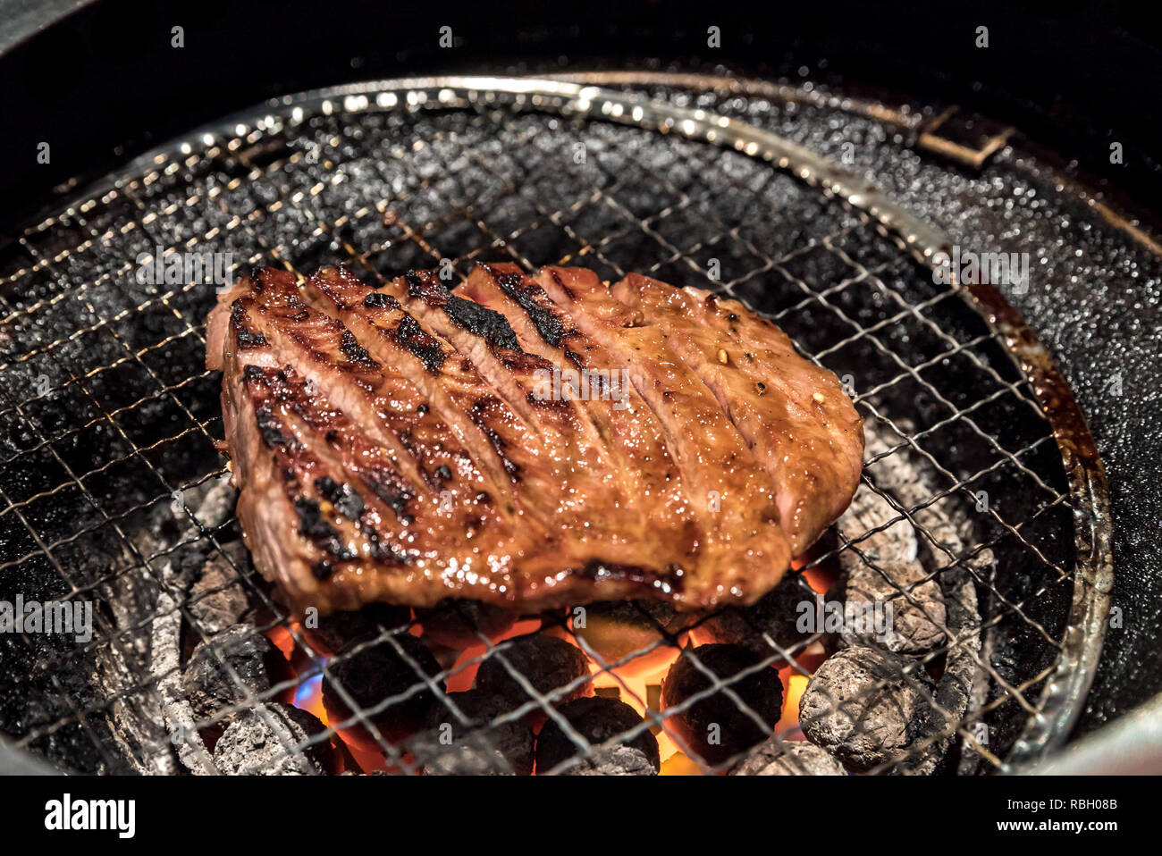 Gegrillte frische japanische Wagyu Fleisch BBQ yakiniku Stockfoto