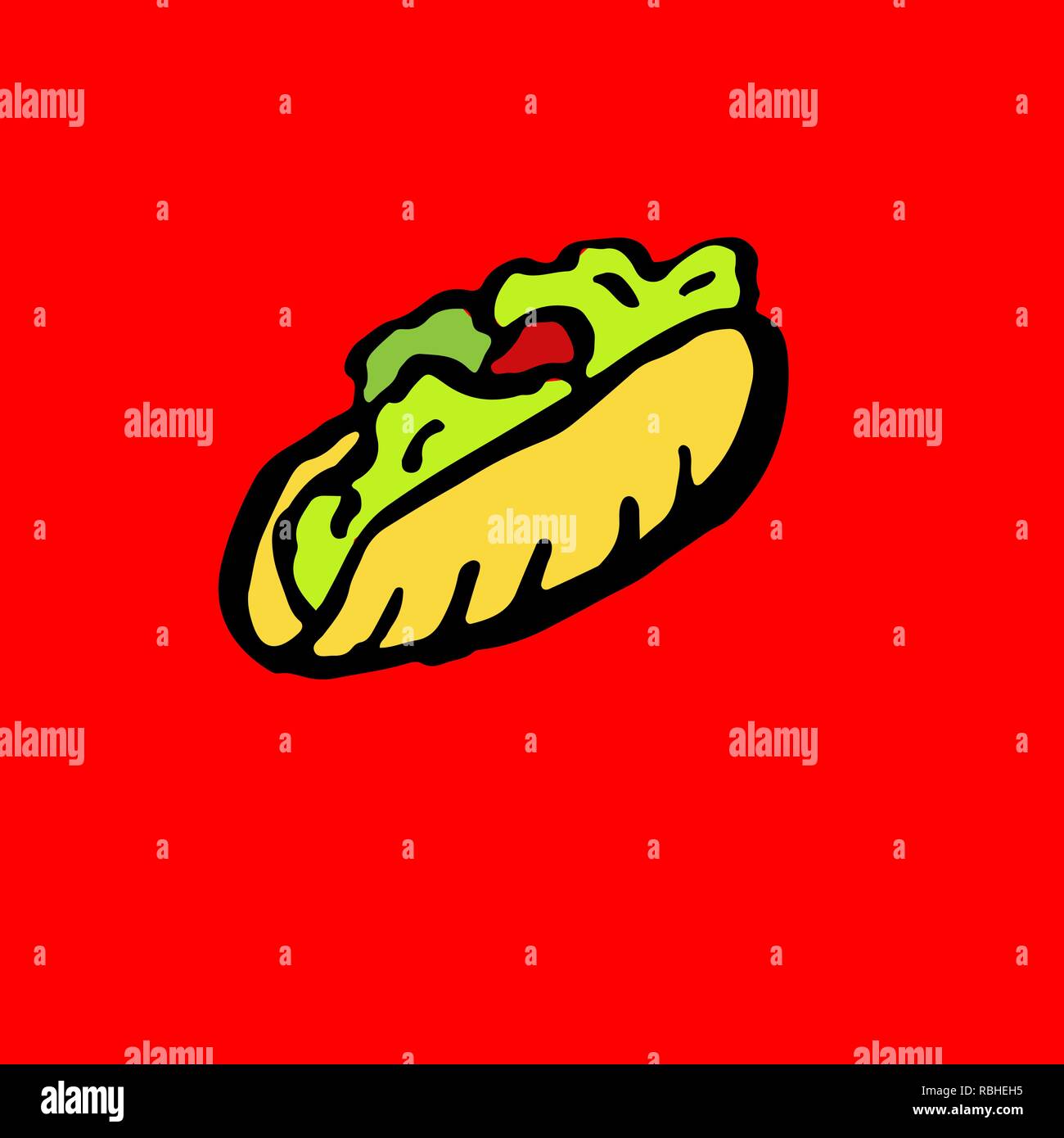 Vektor Fast Food essen grunge Symbol. Kebab Tinte Abbildung. Stock Vektor