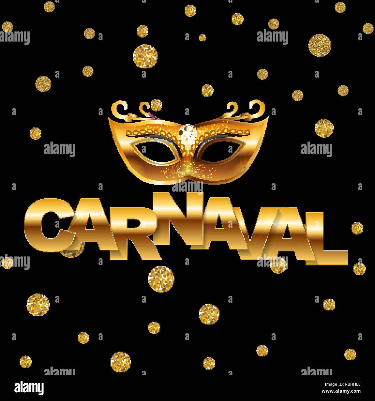 Karneval Banner mit bunting Fahnen und Luftballons fliegen. Vector Illustration Stock Vektor